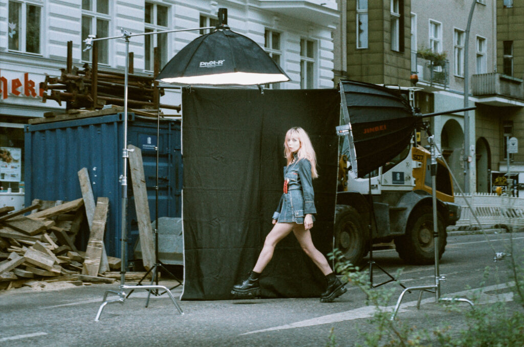 Avant garde denim fashion editorial Streed photography in Berlin